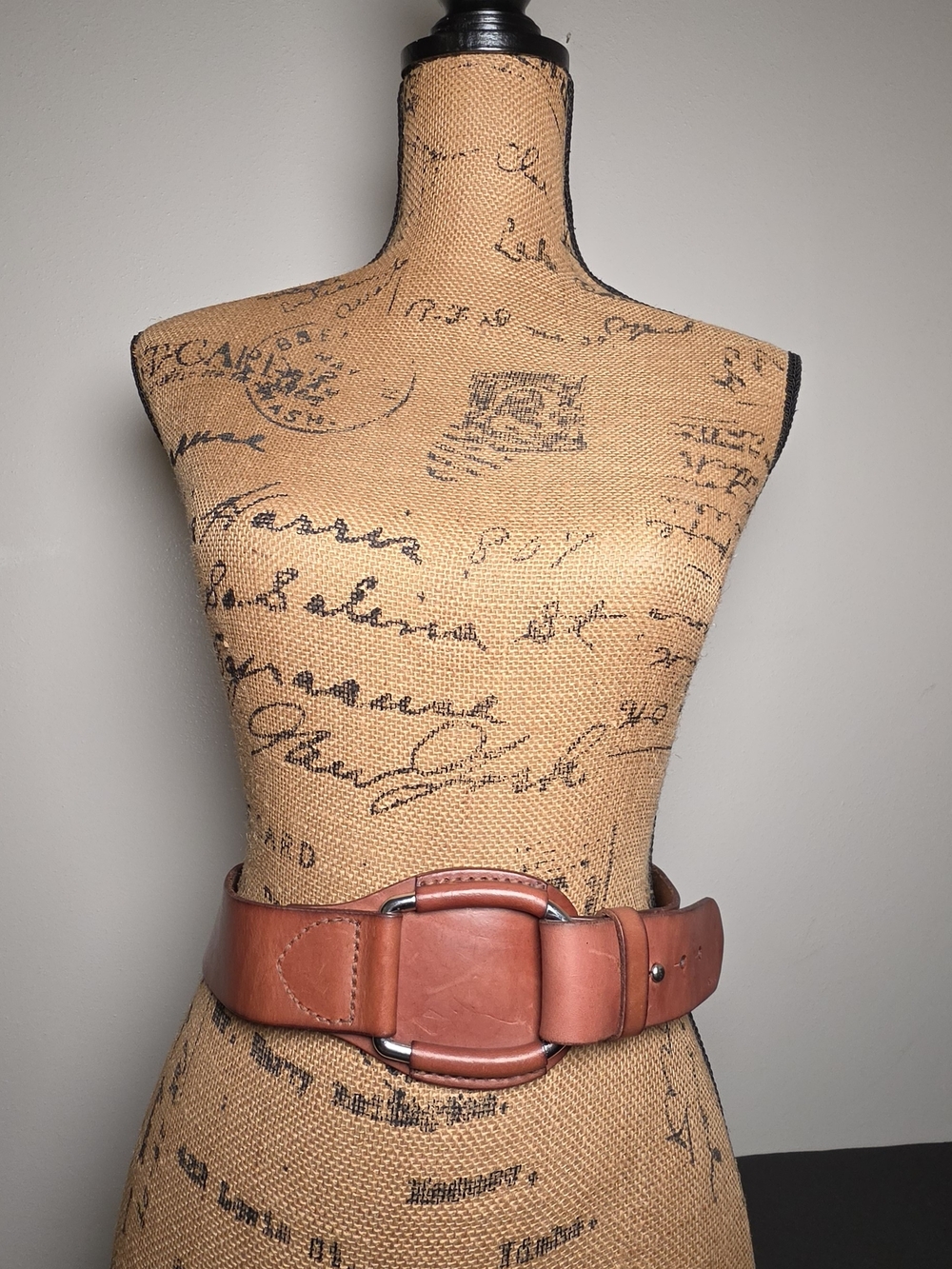 Lauren Ralph Lauren Wide Leather Waist Belt in Tan Brown